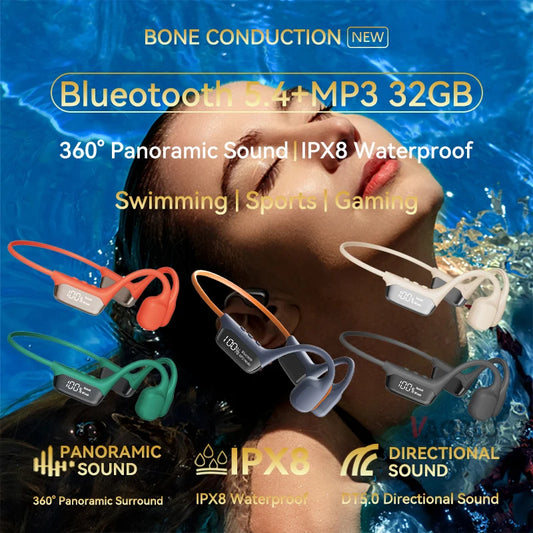 Trii AquaFlow 8 - Fones de Condução Óssea IPX8 (32GB MP3)