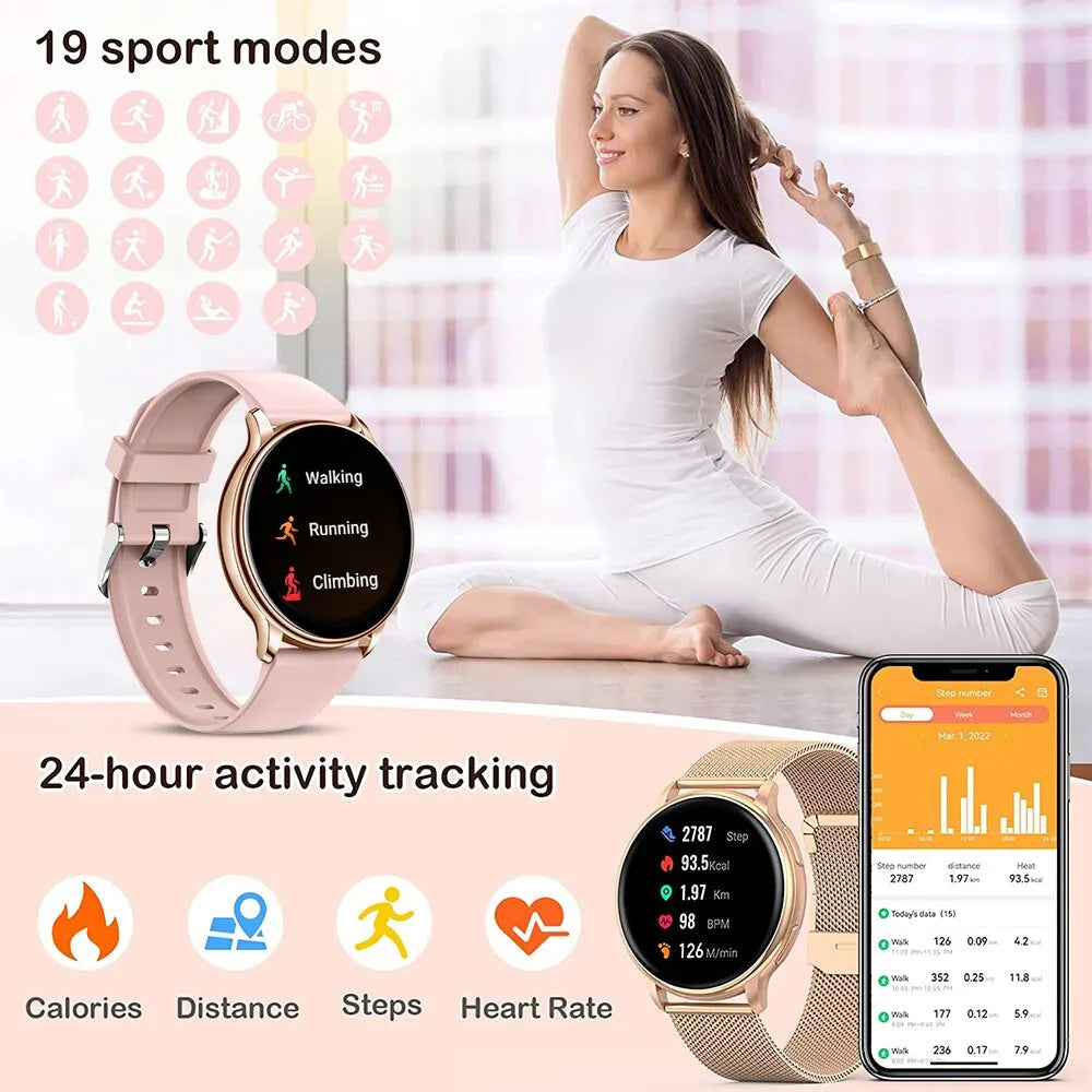 TRII Y22 Smartwatch – Elegant Women’s Bluetooth Call Watch with Custom Dials, Fitness Tracking & Heart Rate Monitor