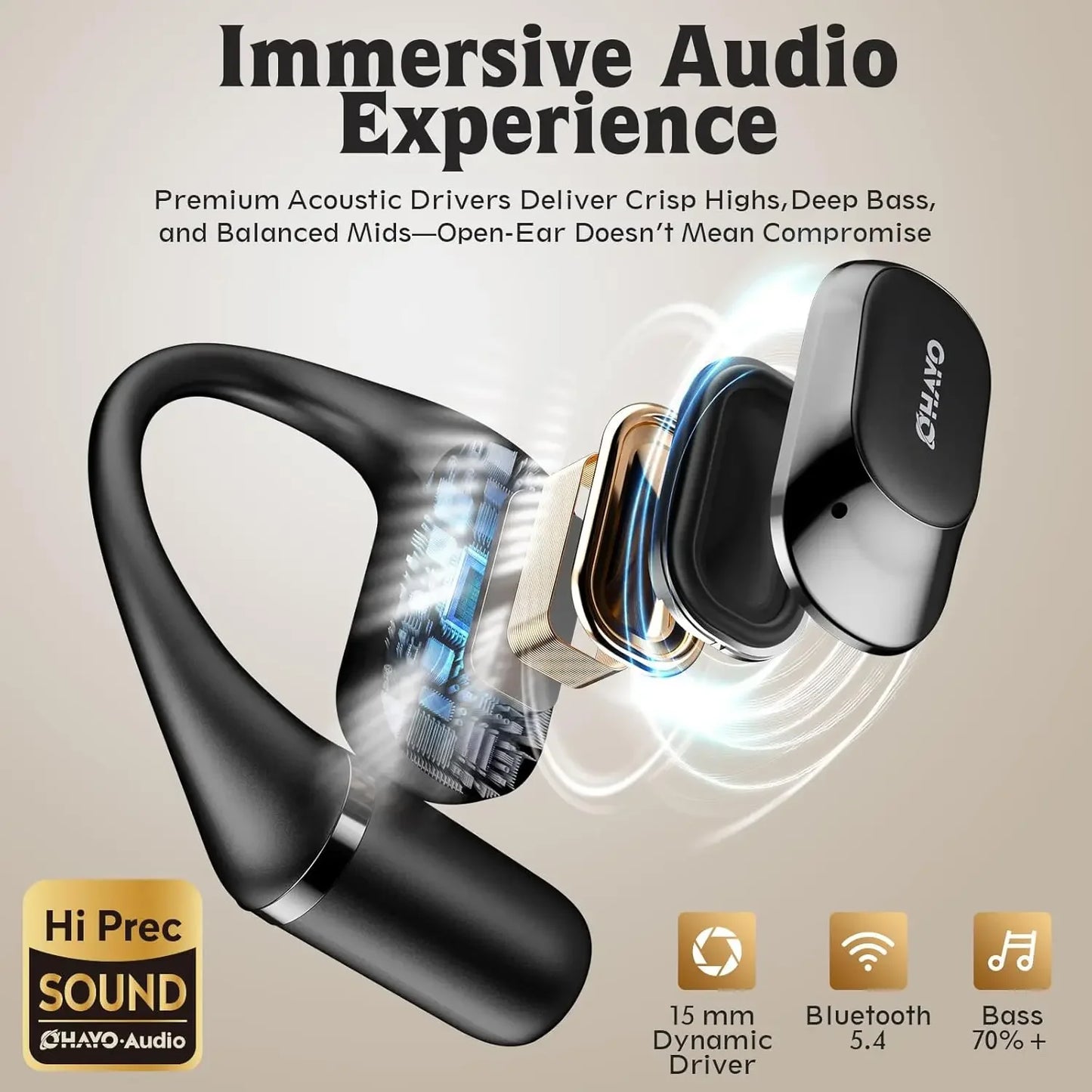 TriiRun OpenWave – Bone Conduction Sports Earphones with Bluetooth 5.4, Waterproof Design & Open-Ear Comfort