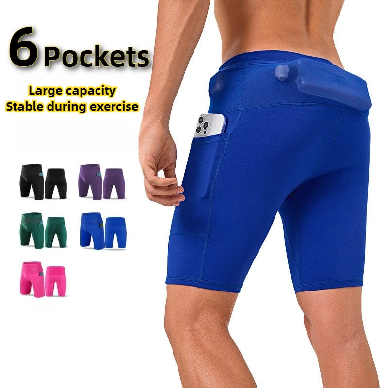 TriiRun AeroTight – Men’s Compression Running Shorts with Multi Pockets & Quick-Dry Fabric