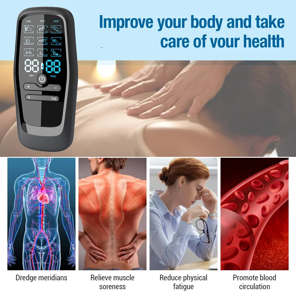 PulseRelief 6X – Multi-Function TENS Electric Massager | 6 Modes & 19 Intensity Levels