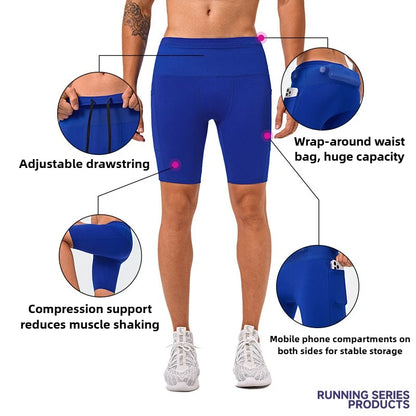 TriiRun AeroTight – Men’s Compression Running Shorts with Multi Pockets & Quick-Dry Fabric