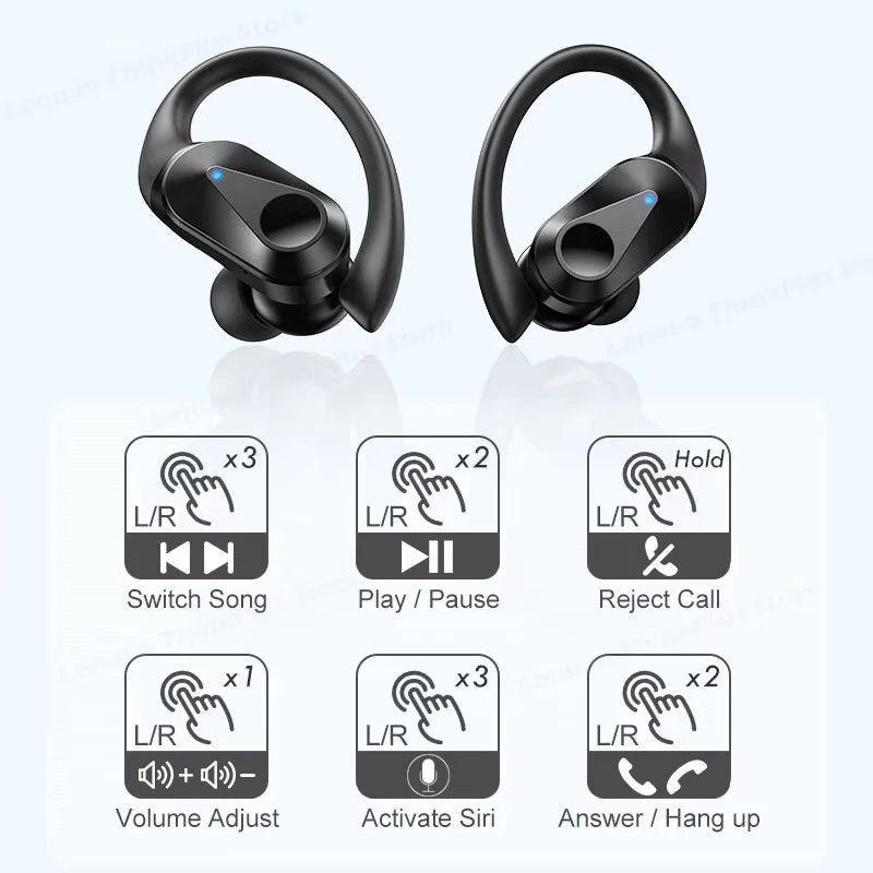 AeroSound X-Pro – Bluetooth 5.3 Wireless Earphones with Ear Hooks, LED Display, Hi-Fi Stereo, Noise Reduction and Gaming Mode